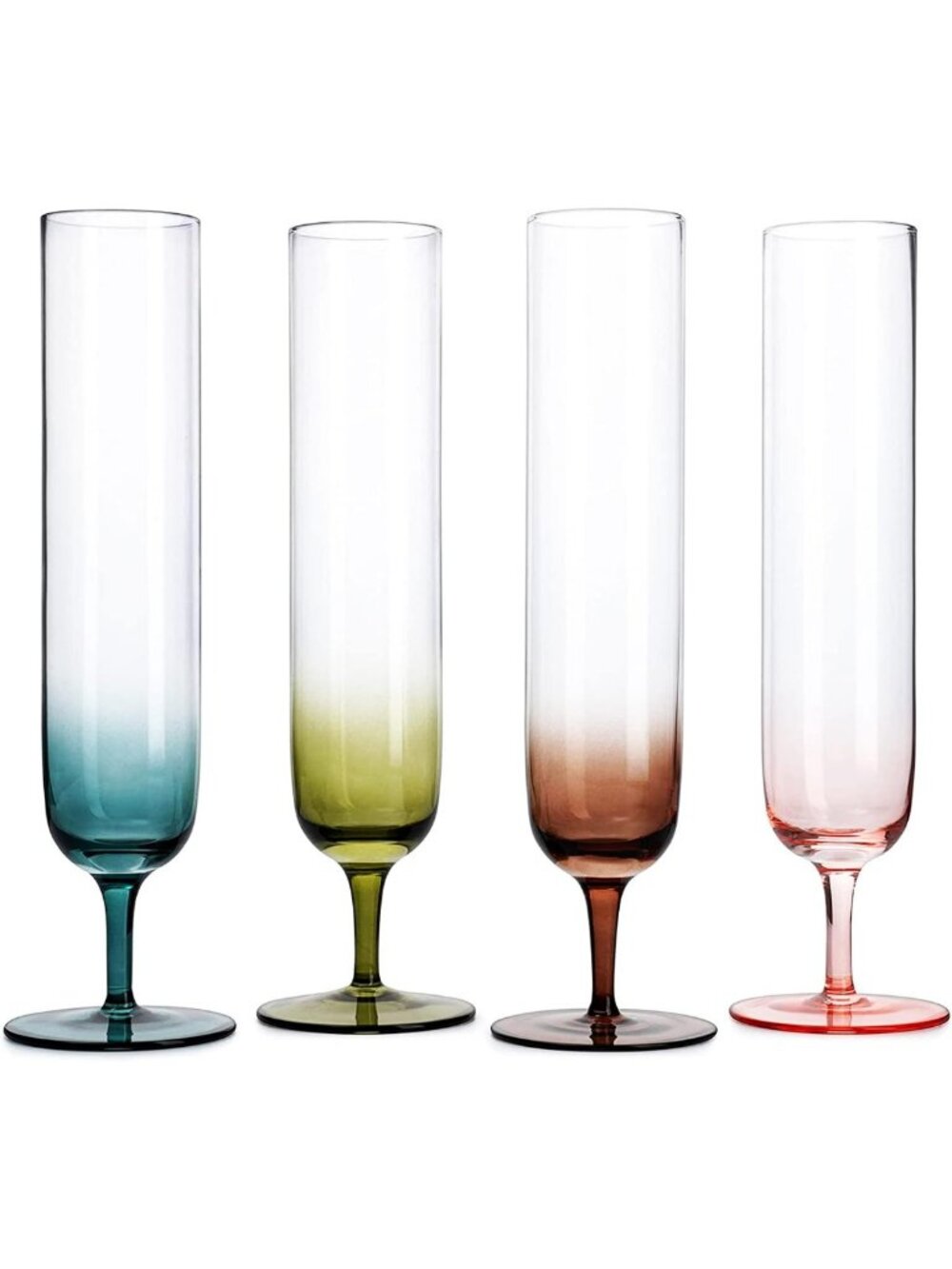 Muted Pastel Glassware Set of 4 - Elegant Goblets for Wine & Cocktails, 10.5oz